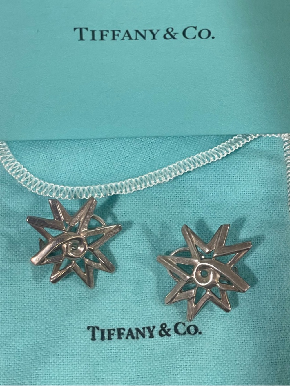 Tiffany & Co. Paloma Picasso Sun Star sterling silver earrings EUC